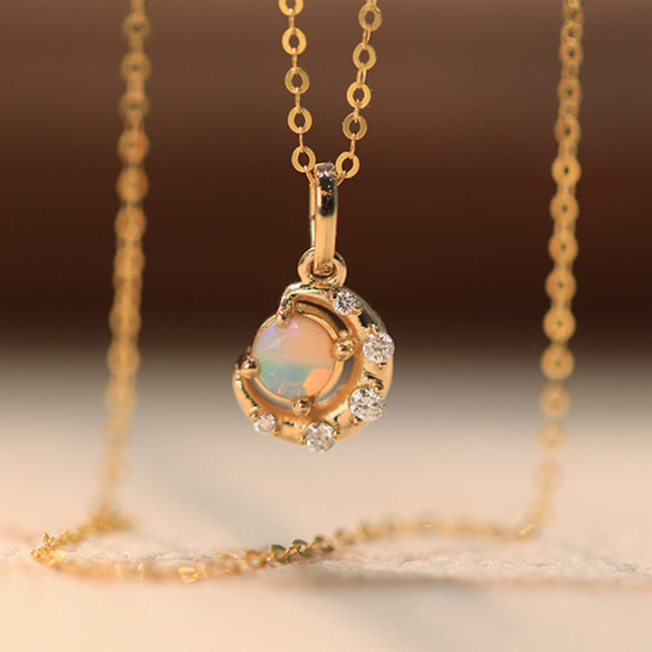 Olivenorma 925 Silver Opal Star Moon Pendant Necklace - image 3