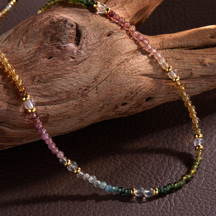Olivenorma 3mm Natural Tourmaline Beaded Bracelet Necklace - Necklace - image 4