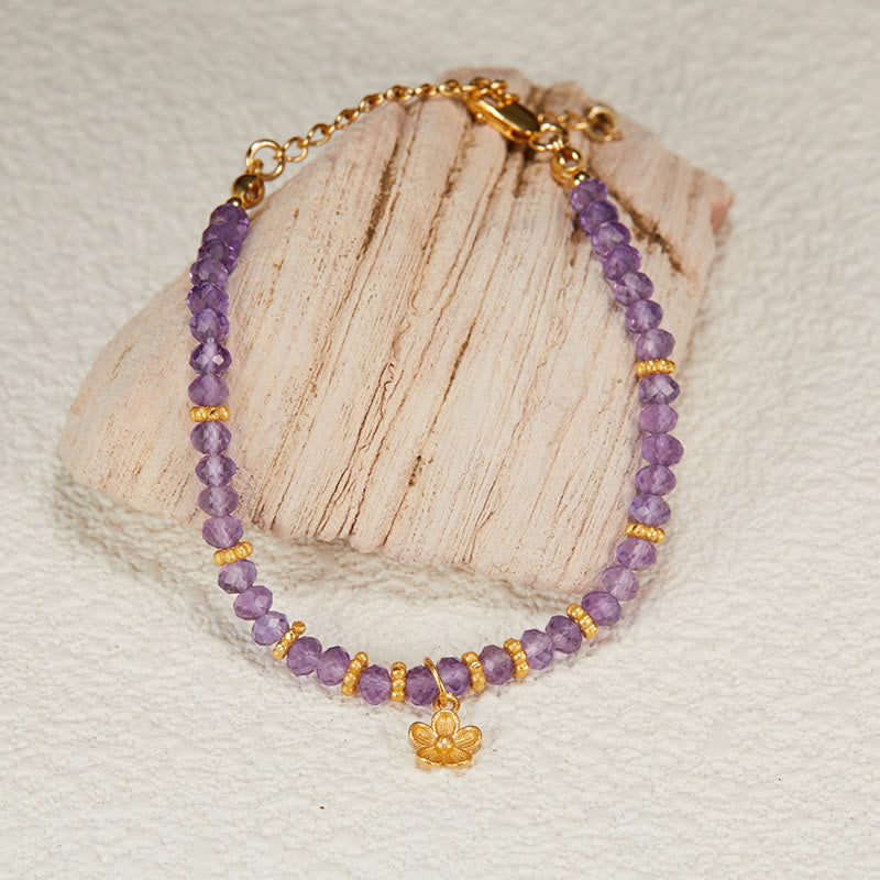 Olivenorma Natural Amethyst Beads Flower Pendant Bracelet Necklace - Amethyst Bracelet with Flower - image 1