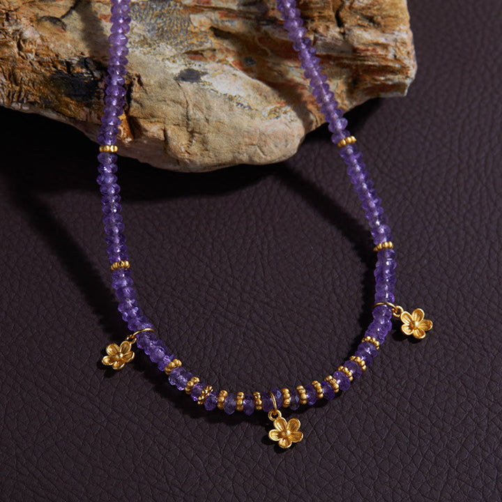 Olivenorma Natural Amethyst Beads Flower Pendant Bracelet Necklace - image 9
