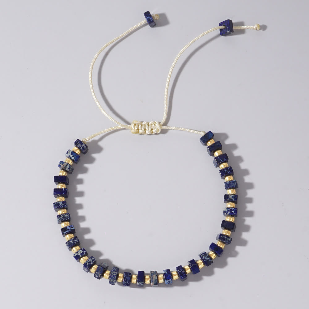 Olivenorma Square Cut Natural Color Emperor Stone Necklace - Dark Blue Emperor Stone - image 7
