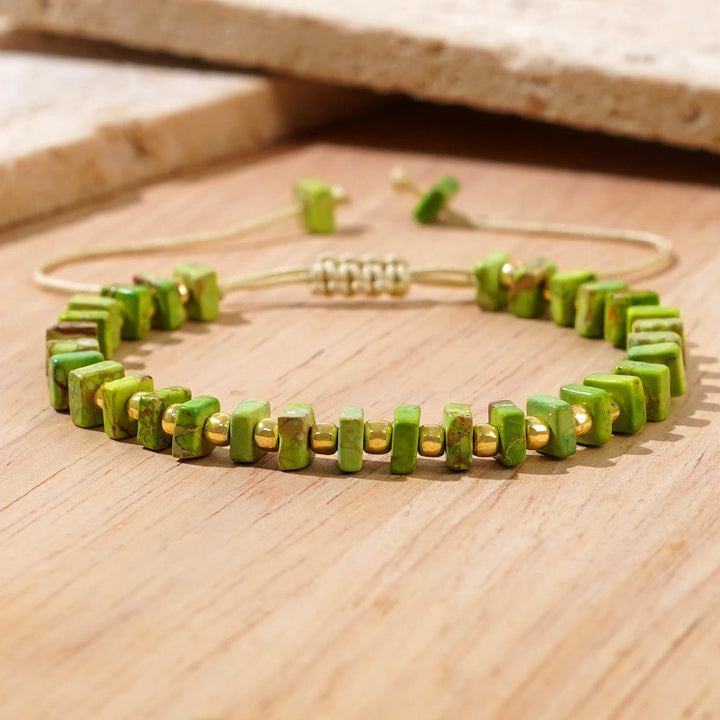 Olivenorma Square Cut Natural Color Emperor Stone Necklace - Green Emperor Stone - image 12
