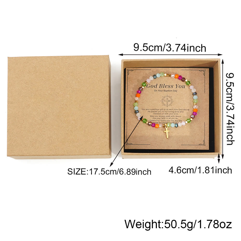 Olivenorma "God Bless You" Tourmaline Beaded Cross Pendant Bracelet - image 4