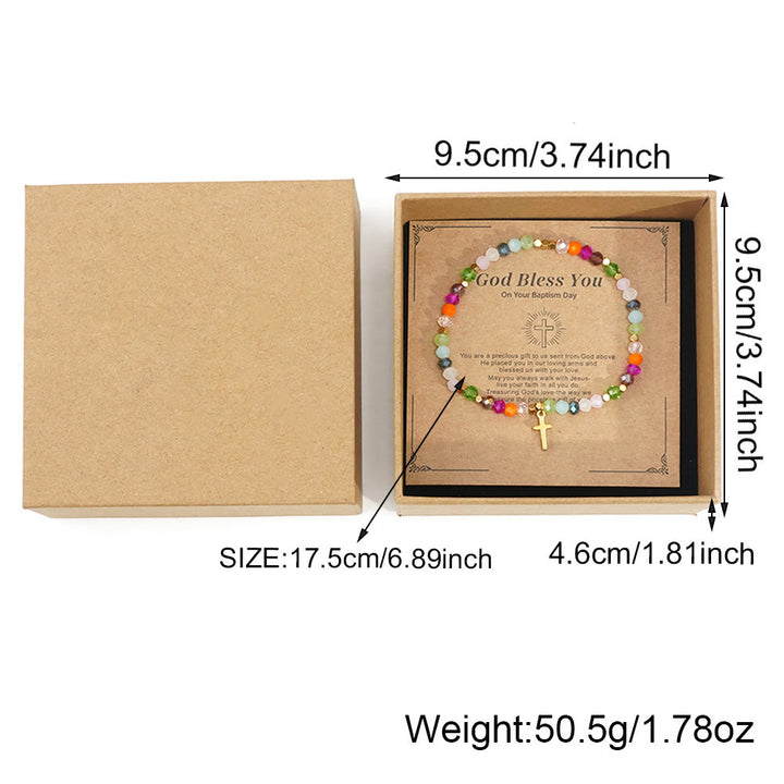 Olivenorma "God Bless You" Tourmaline Beaded Cross Pendant Bracelet - image 4