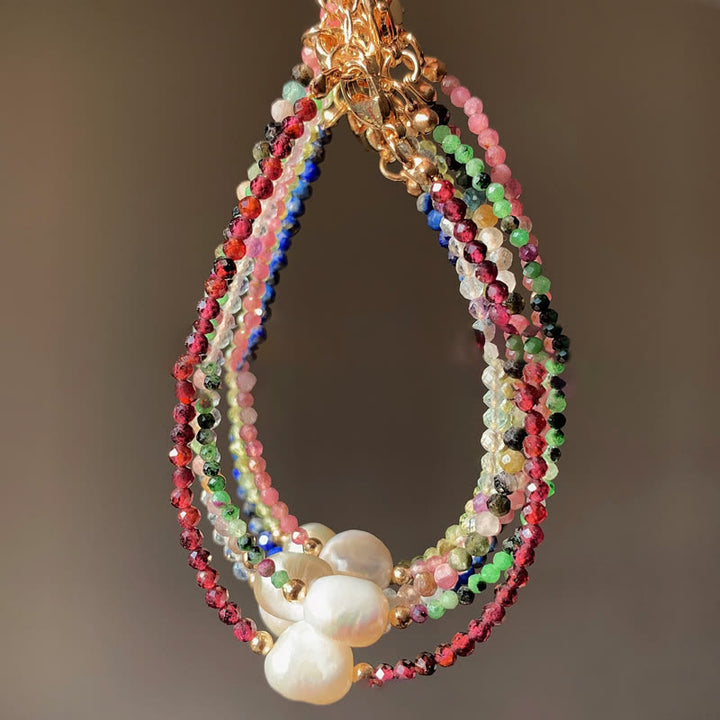 Olivenorma 2mm Stone Beads Freshwater Pearl Pendant Bracelet - image 14