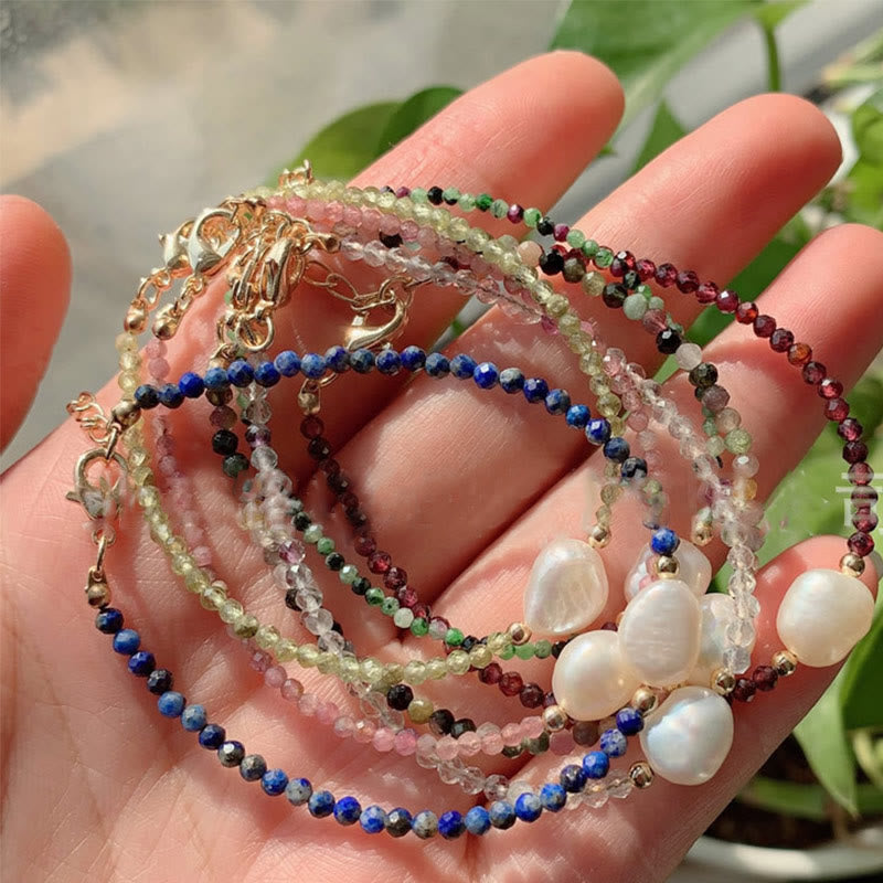 Olivenorma 2mm Stone Beads Freshwater Pearl Pendant Bracelet - image 15