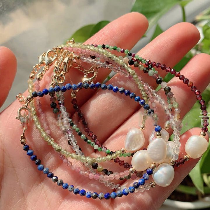 Olivenorma 2mm Stone Beads Freshwater Pearl Pendant Bracelet - image 15