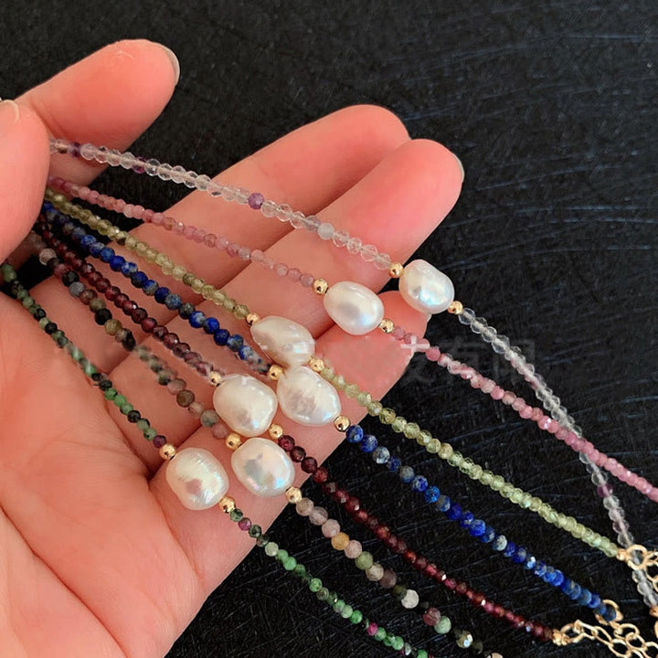 Olivenorma 2mm Stone Beads Freshwater Pearl Pendant Bracelet - image 16