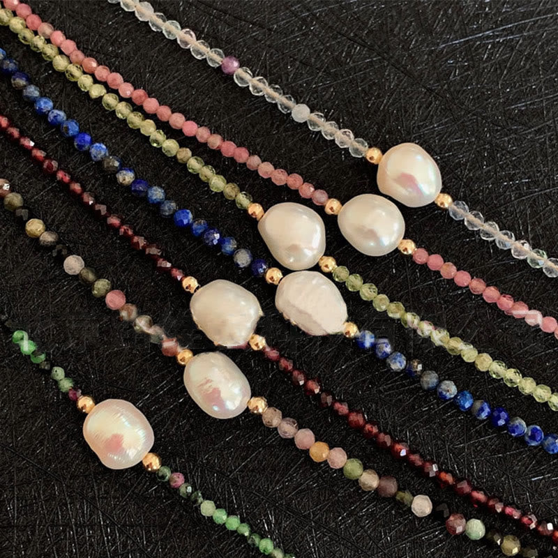 Olivenorma 2mm Stone Beads Freshwater Pearl Pendant Bracelet - image 17