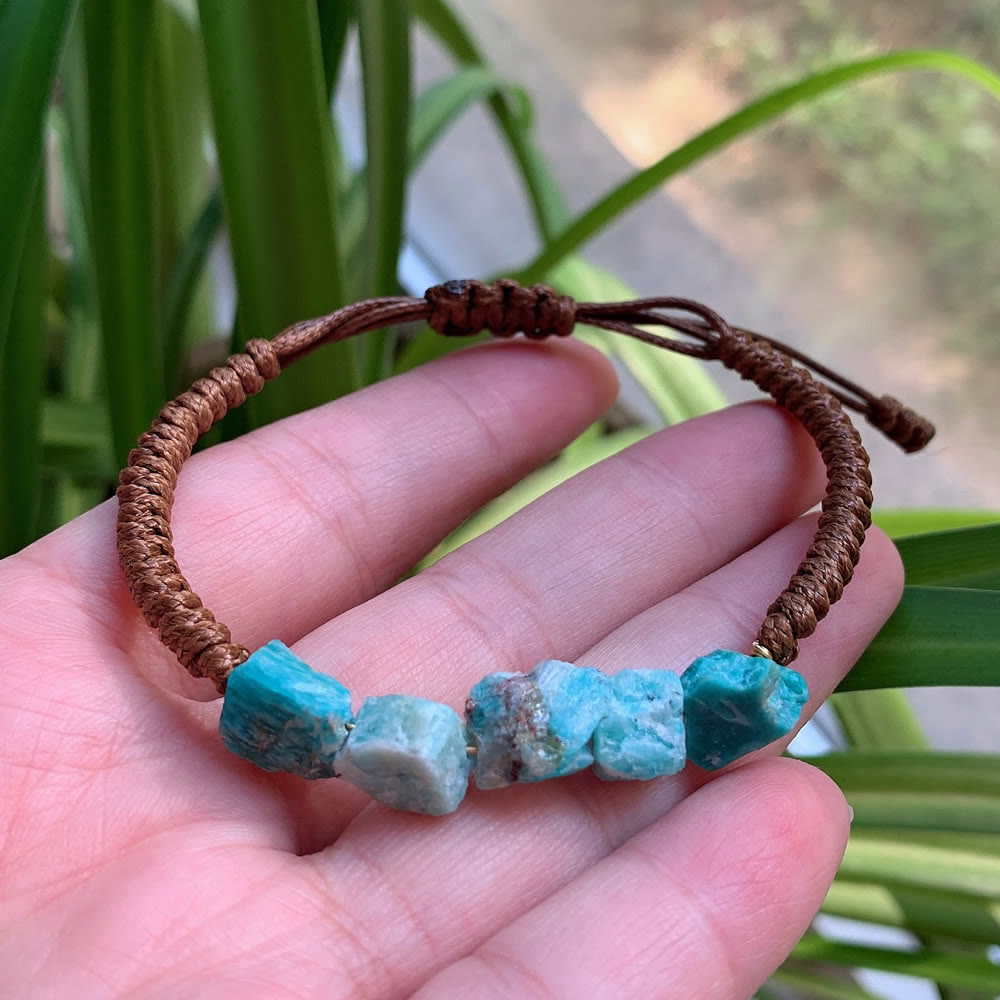 Olivenorma Irregular Natural Elements Braided Drawstring Bracelet - Amazonite - image 2