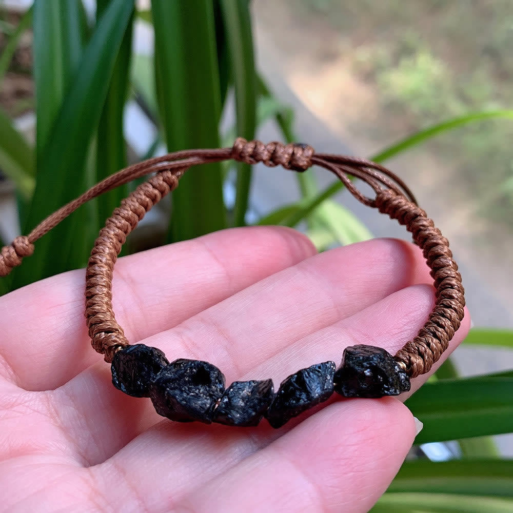 Olivenorma Irregular Natural Elements Braided Drawstring Bracelet - Black Tourmaline - image 6