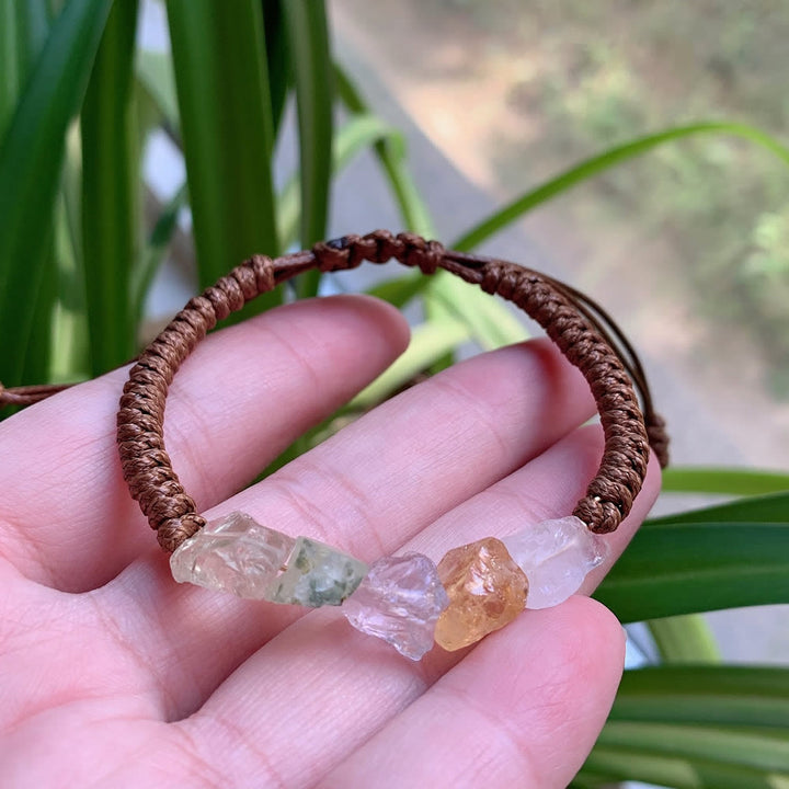 Olivenorma Irregular Natural Elements Braided Drawstring Bracelet - Mixed Crystal - image 30