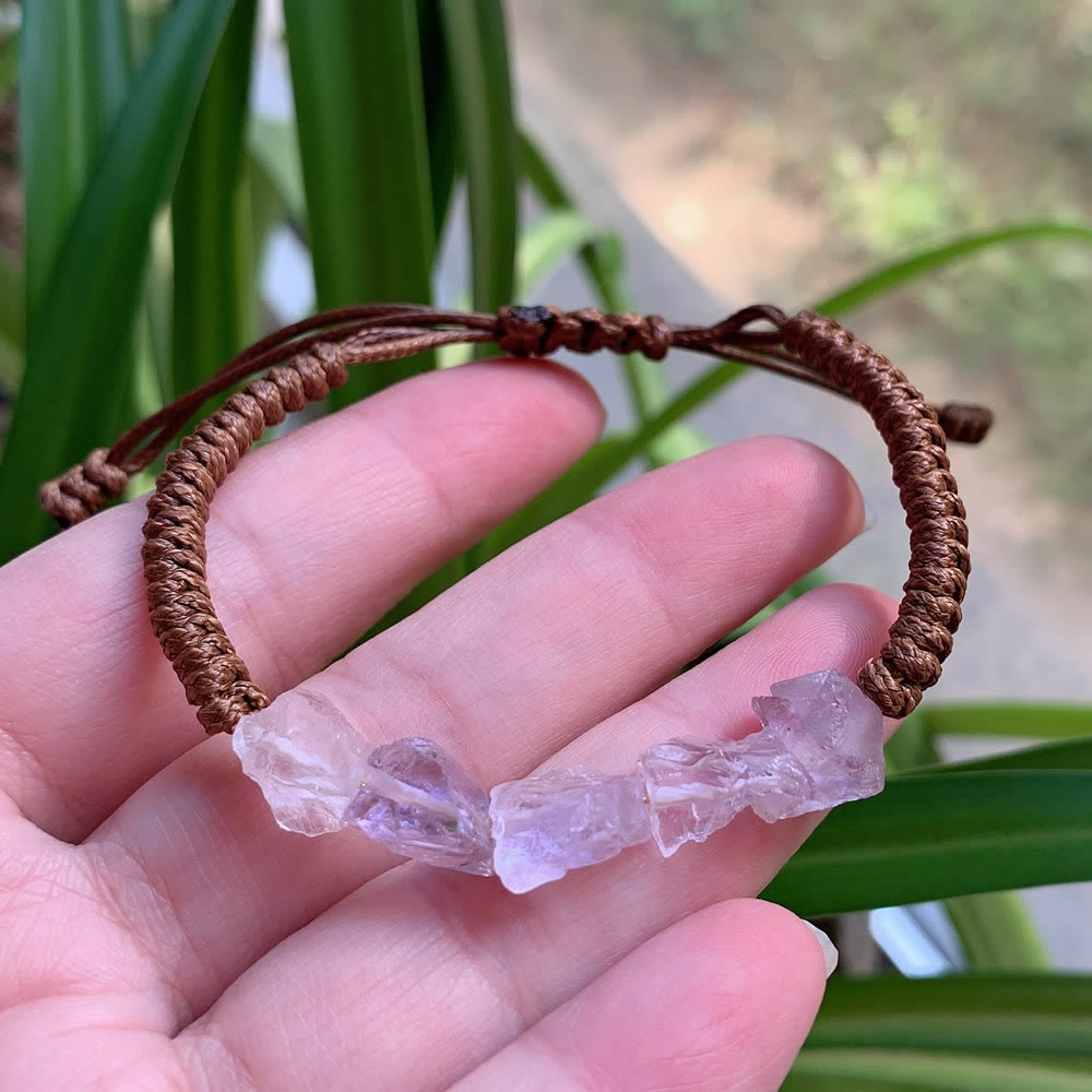 Olivenorma Irregular Natural Elements Braided Drawstring Bracelet - Lepidolite - image 20