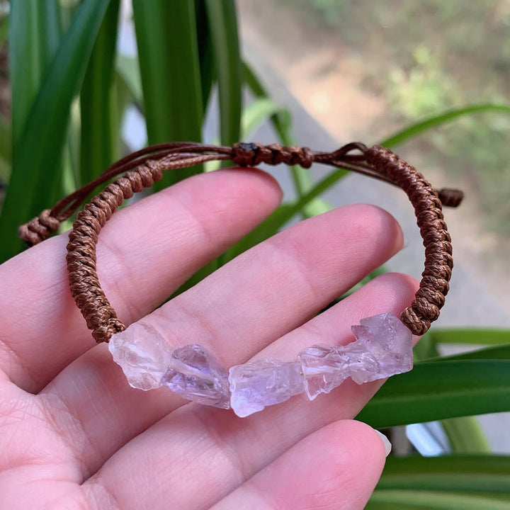 Olivenorma Irregular Natural Elements Braided Drawstring Bracelet - Lepidolite - image 20
