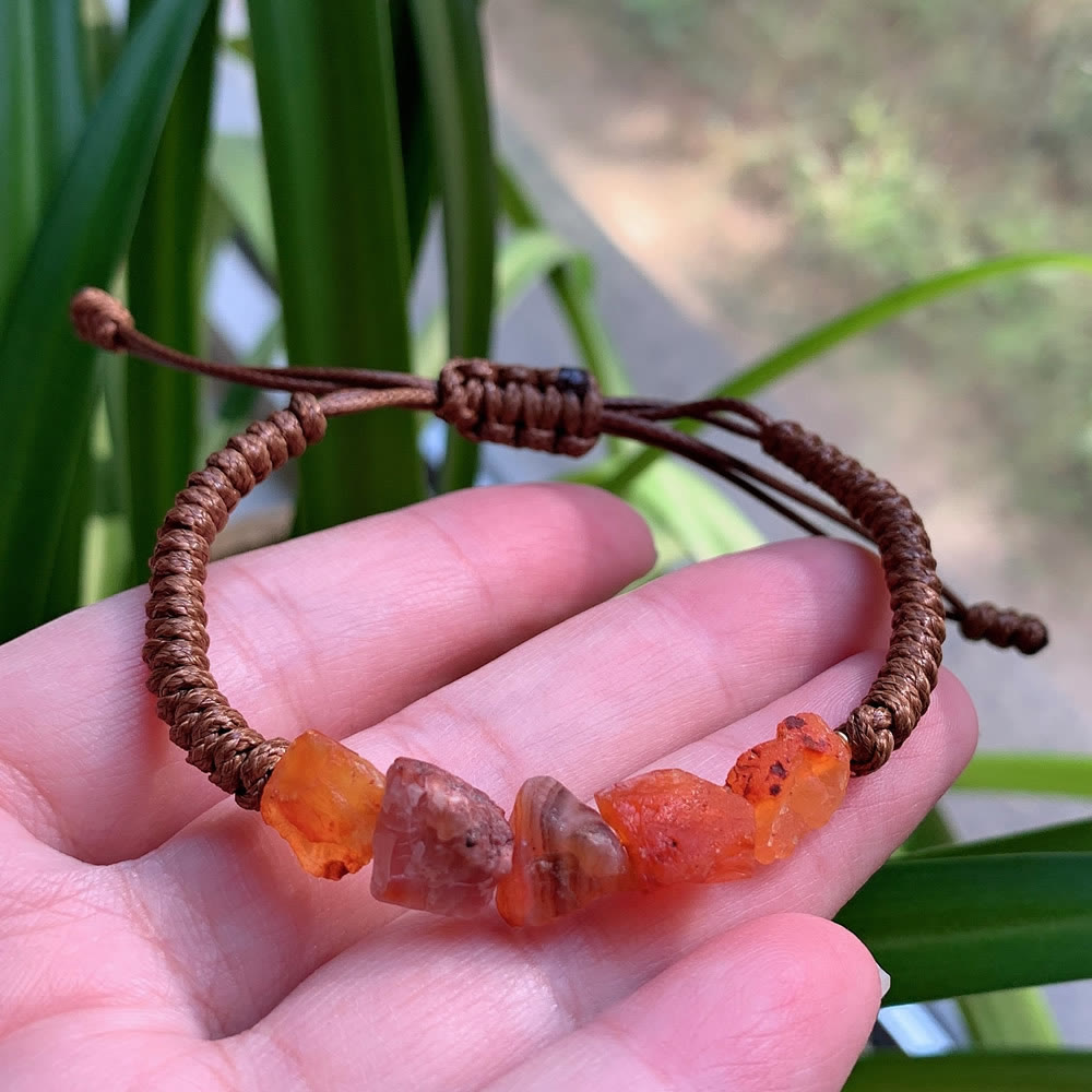 Olivenorma Irregular Natural Elements Braided Drawstring Bracelet - Red Agate - image 26