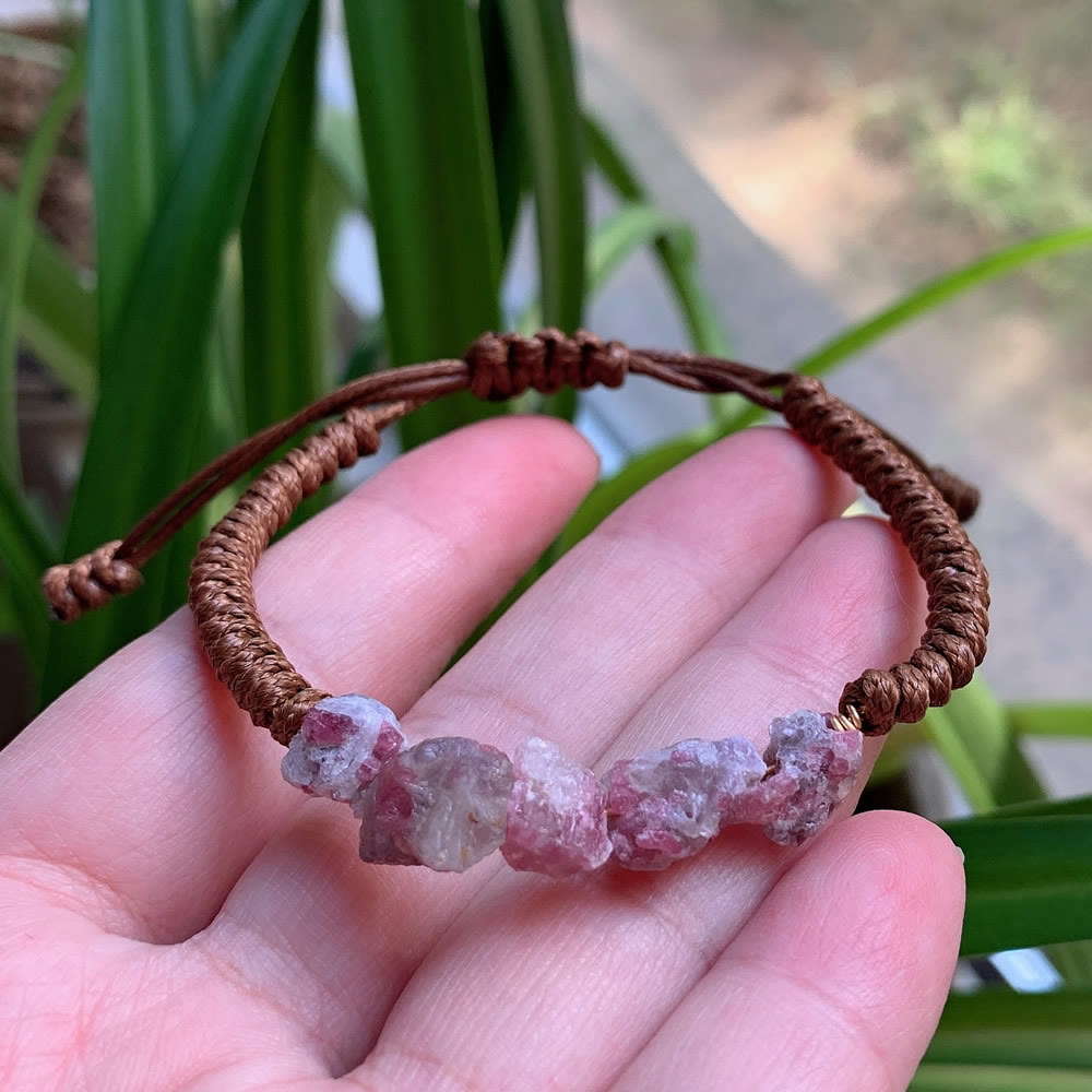 Olivenorma Irregular Natural Elements Braided Drawstring Bracelet - Plum Tourmaline - image 22