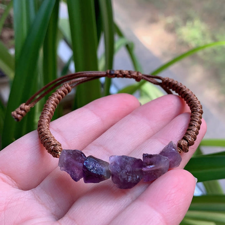 Olivenorma Irregular Natural Elements Braided Drawstring Bracelet - Amethyst - image 4