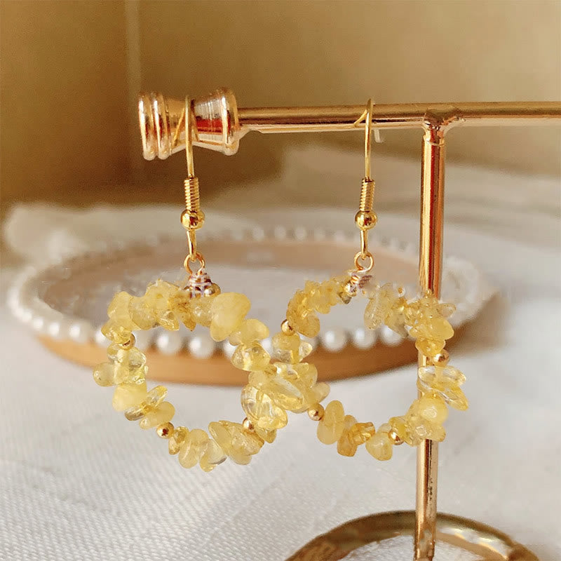 Olivenorma Natural Crushed Stone Crystal Hoop Earrings - image 10