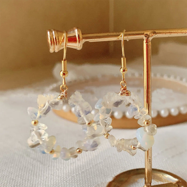 Olivenorma Natural Crushed Stone Crystal Hoop Earrings - image 13