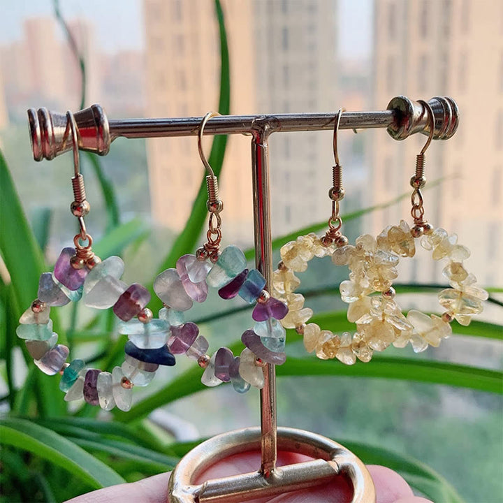 Olivenorma Natural Crushed Stone Crystal Hoop Earrings - image 29