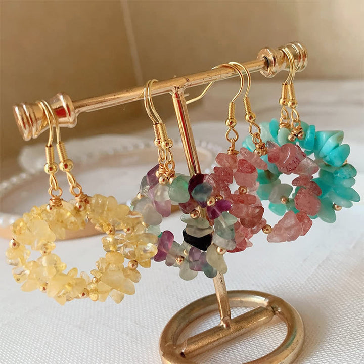 Olivenorma Natural Crushed Stone Crystal Hoop Earrings - image 31