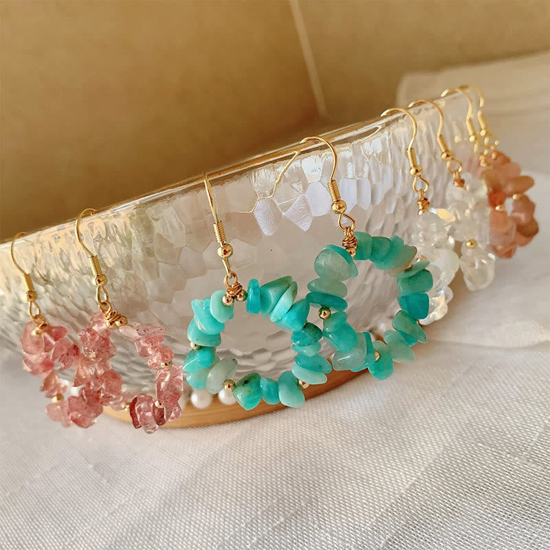Olivenorma Natural Crushed Stone Crystal Hoop Earrings - image 30
