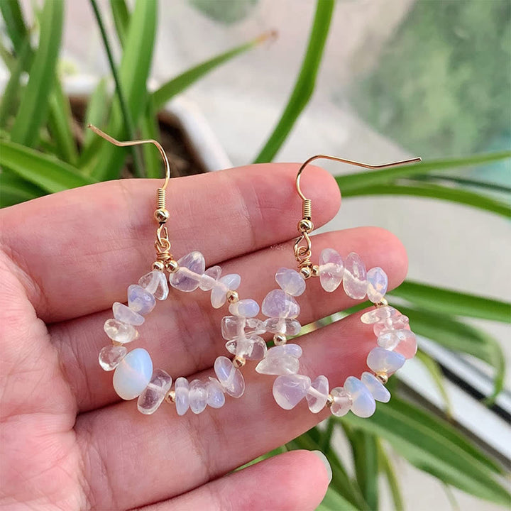 Olivenorma Natural Crushed Stone Crystal Hoop Earrings - Opalite - image 12