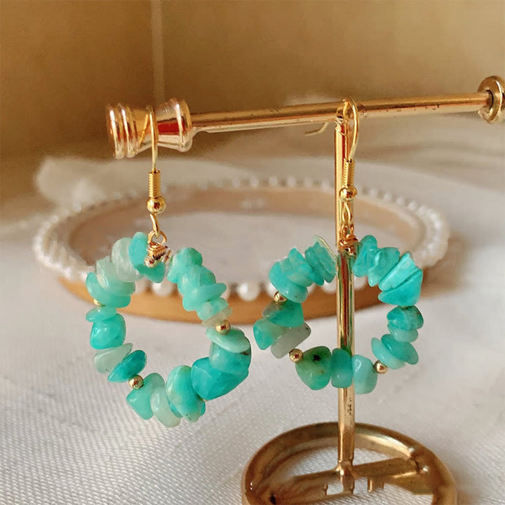 Olivenorma Natural Crushed Stone Crystal Hoop Earrings - image 2