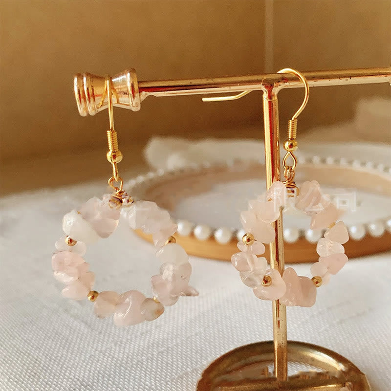 Olivenorma Natural Crushed Stone Crystal Hoop Earrings - image 19