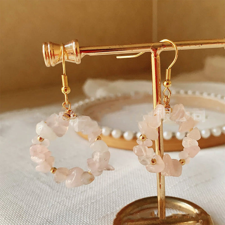 Olivenorma Natural Crushed Stone Crystal Hoop Earrings - image 19