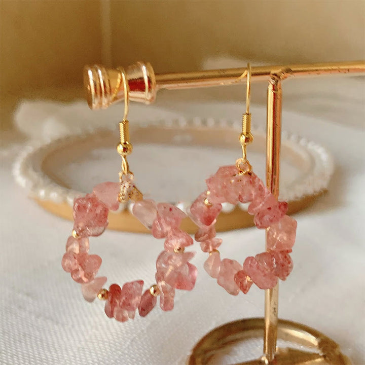 Olivenorma Natural Crushed Stone Crystal Hoop Earrings - image 22