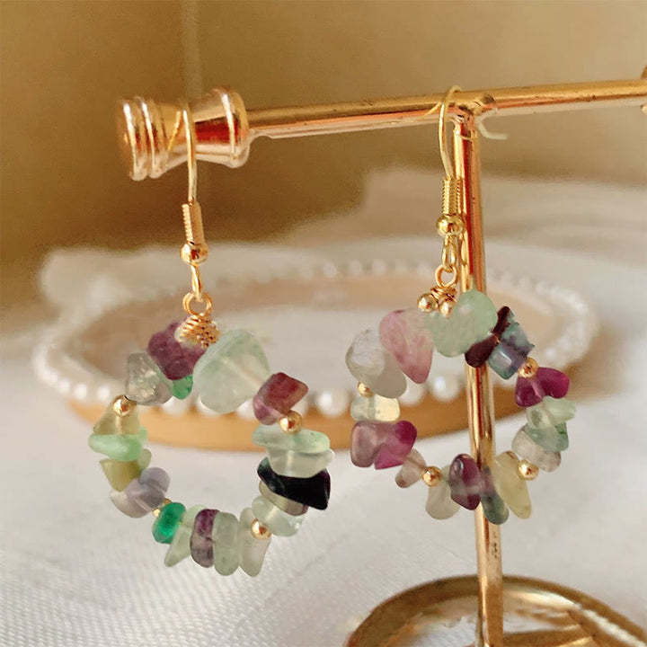 Olivenorma Natural Crushed Stone Crystal Hoop Earrings - image 16