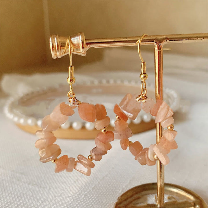 Olivenorma Natural Crushed Stone Crystal Hoop Earrings - image 25