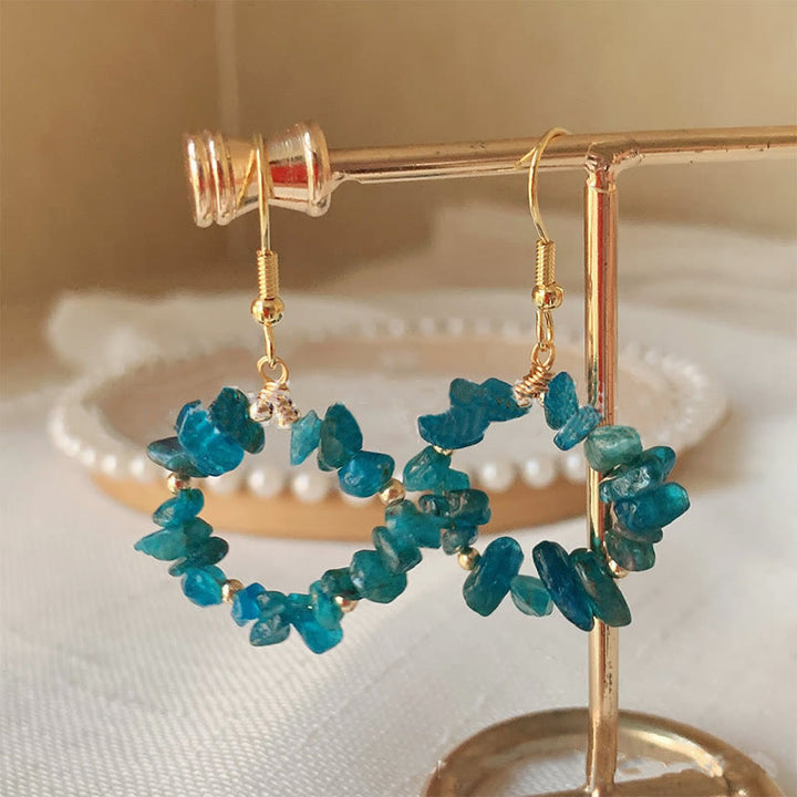 Olivenorma Natural Crushed Stone Crystal Hoop Earrings - image 5