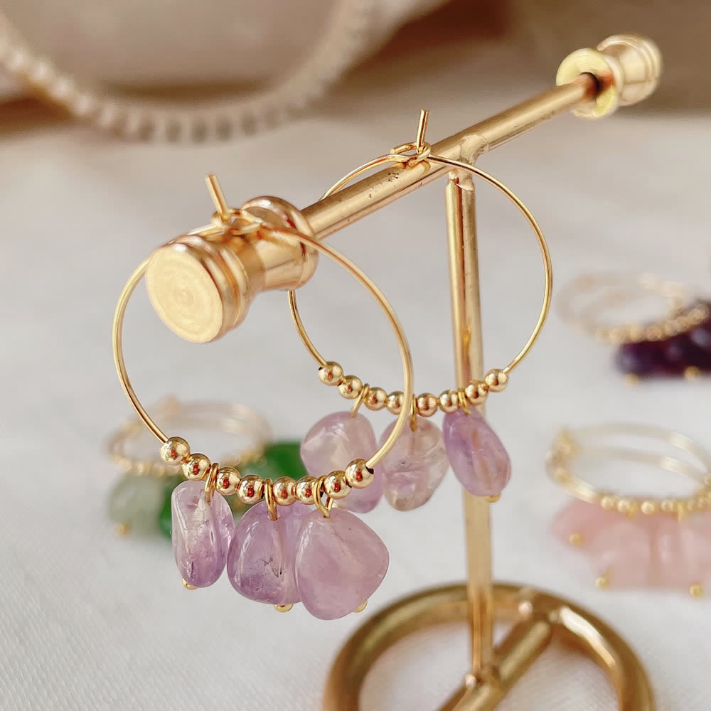 Olivenorma Natural Crushed Crystal Pendant Titanium Steel Earrings - image 24