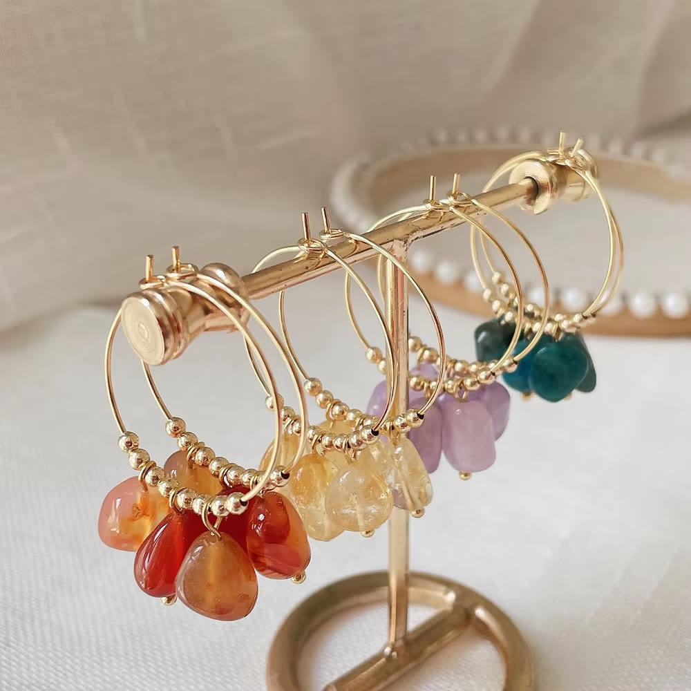 Olivenorma Natural Crushed Crystal Pendant Titanium Steel Earrings - image 30