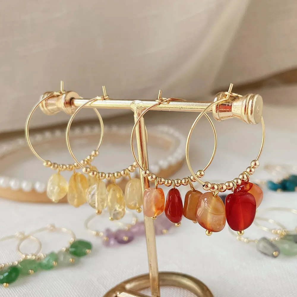 Olivenorma Natural Crushed Crystal Pendant Titanium Steel Earrings - image 29