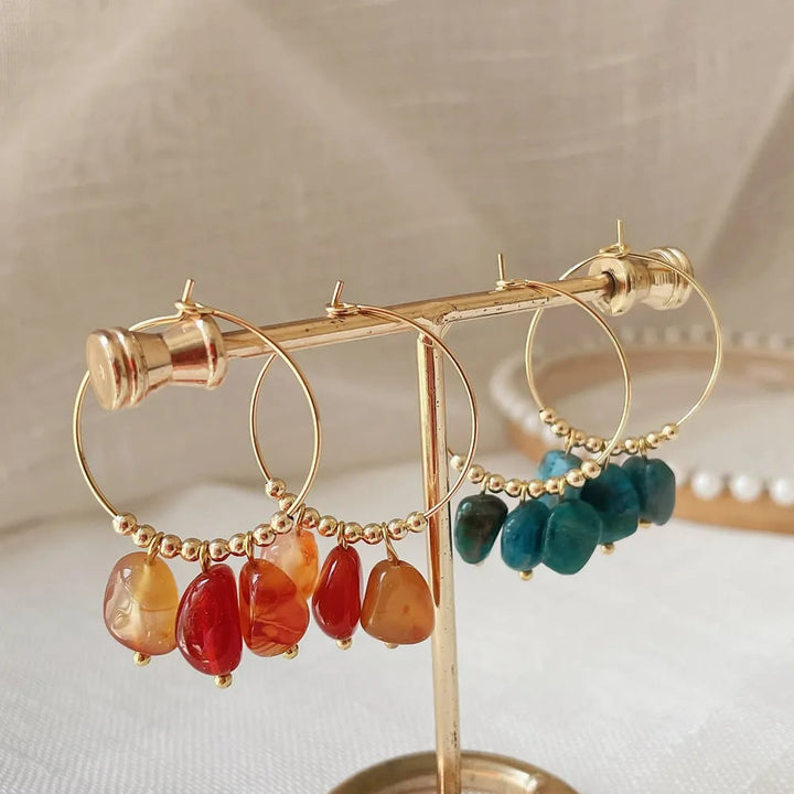 Olivenorma Natural Crushed Crystal Pendant Titanium Steel Earrings - image 28