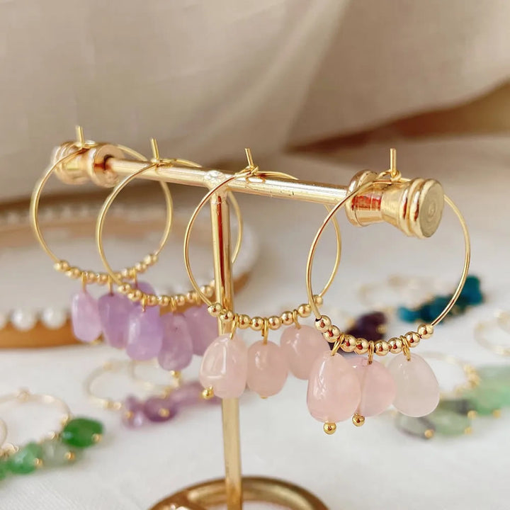 Olivenorma Natural Crushed Crystal Pendant Titanium Steel Earrings - image 27