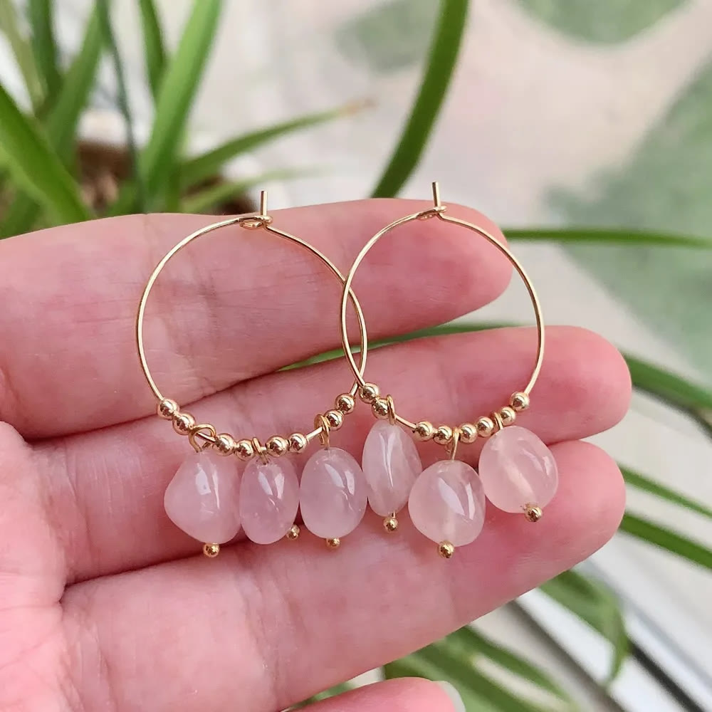 Olivenorma Natural Crushed Crystal Pendant Titanium Steel Earrings - image 20