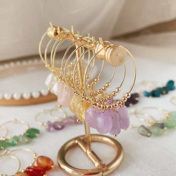 Olivenorma Natural Crushed Crystal Pendant Titanium Steel Earrings - image 31