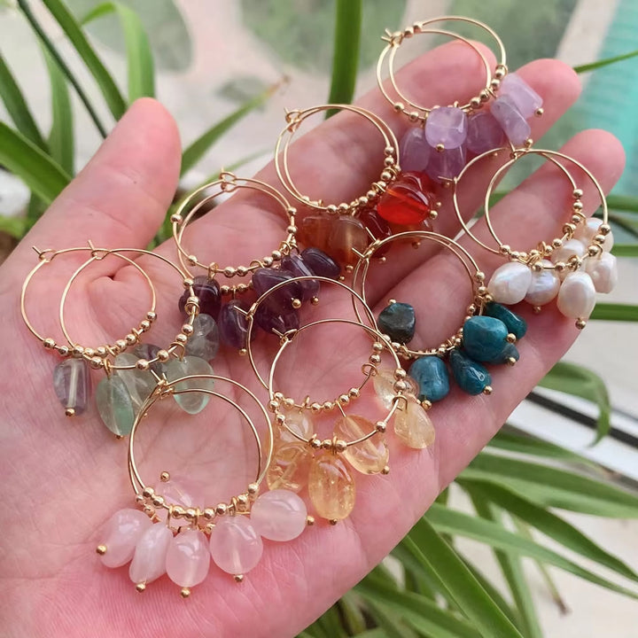 Olivenorma Natural Crushed Crystal Pendant Titanium Steel Earrings - image 35