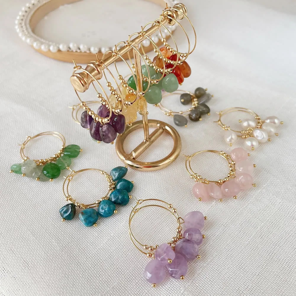 Olivenorma Natural Crushed Crystal Pendant Titanium Steel Earrings - image 34