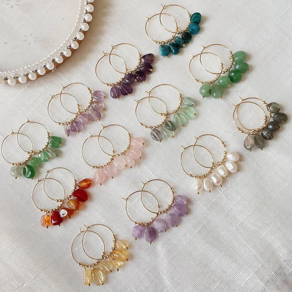 Olivenorma Natural Crushed Crystal Pendant Titanium Steel Earrings - image 36