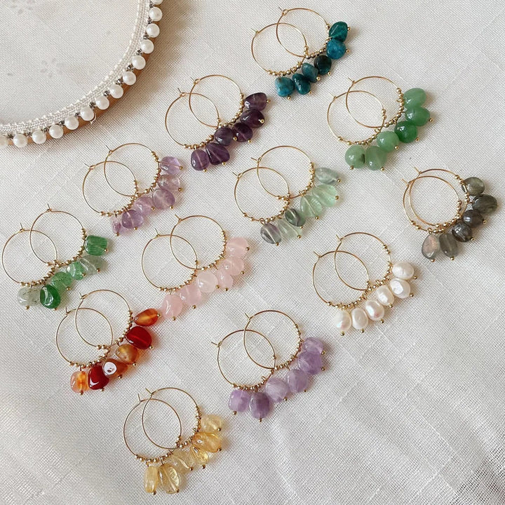 Olivenorma Natural Crushed Crystal Pendant Titanium Steel Earrings - image 36