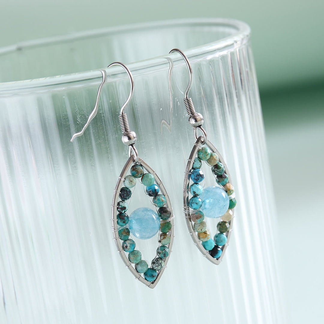 Olivenorma African Turquoise Aquamarine Evil Eye Pendant Earrings - African Turquoise & Aquamarine - image 0