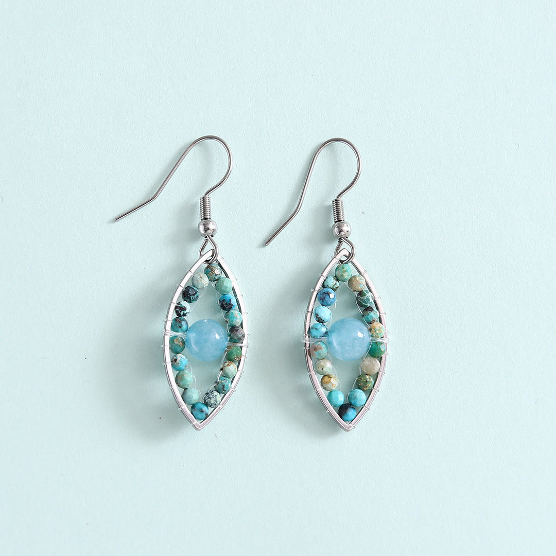 Olivenorma African Turquoise Aquamarine Evil Eye Pendant Earrings - image 2