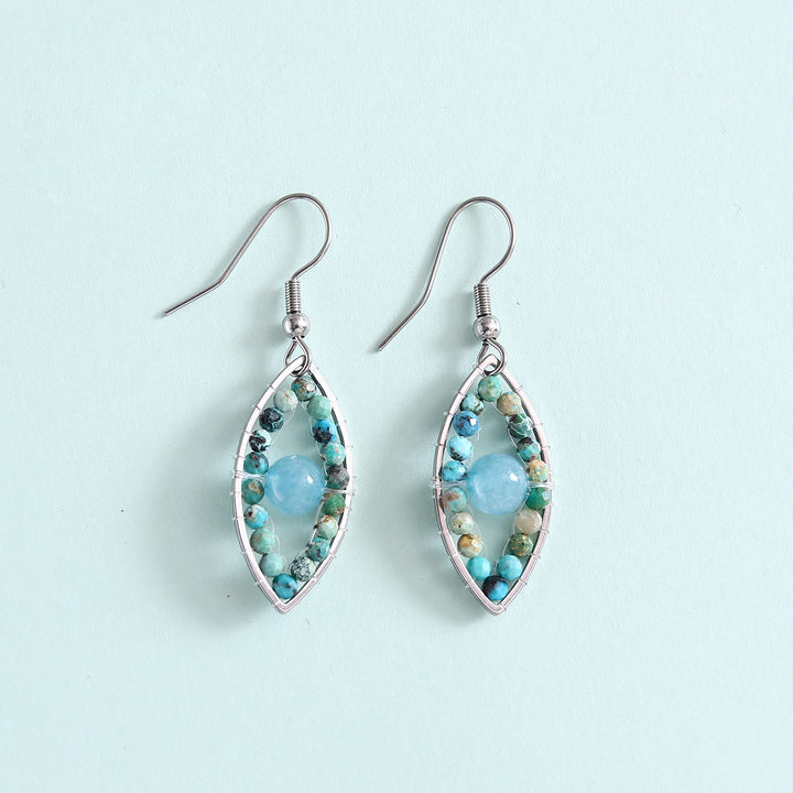 Olivenorma African Turquoise Aquamarine Evil Eye Pendant Earrings - image 2