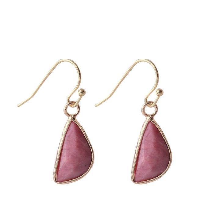 Olivenorma Crystal Cut Half Round Blunt Angle Earrings - Rhodonite - image 1