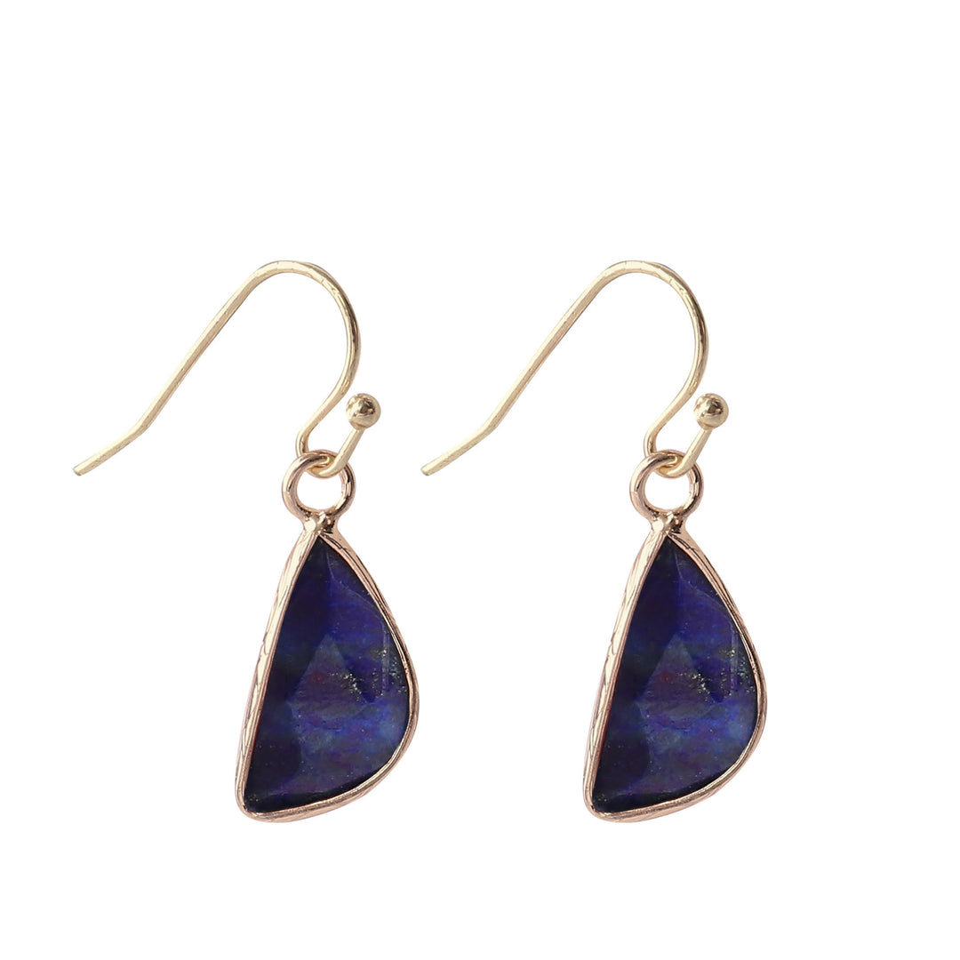 Olivenorma Crystal Cut Half Round Blunt Angle Earrings - Lapis Lazuli - image 14